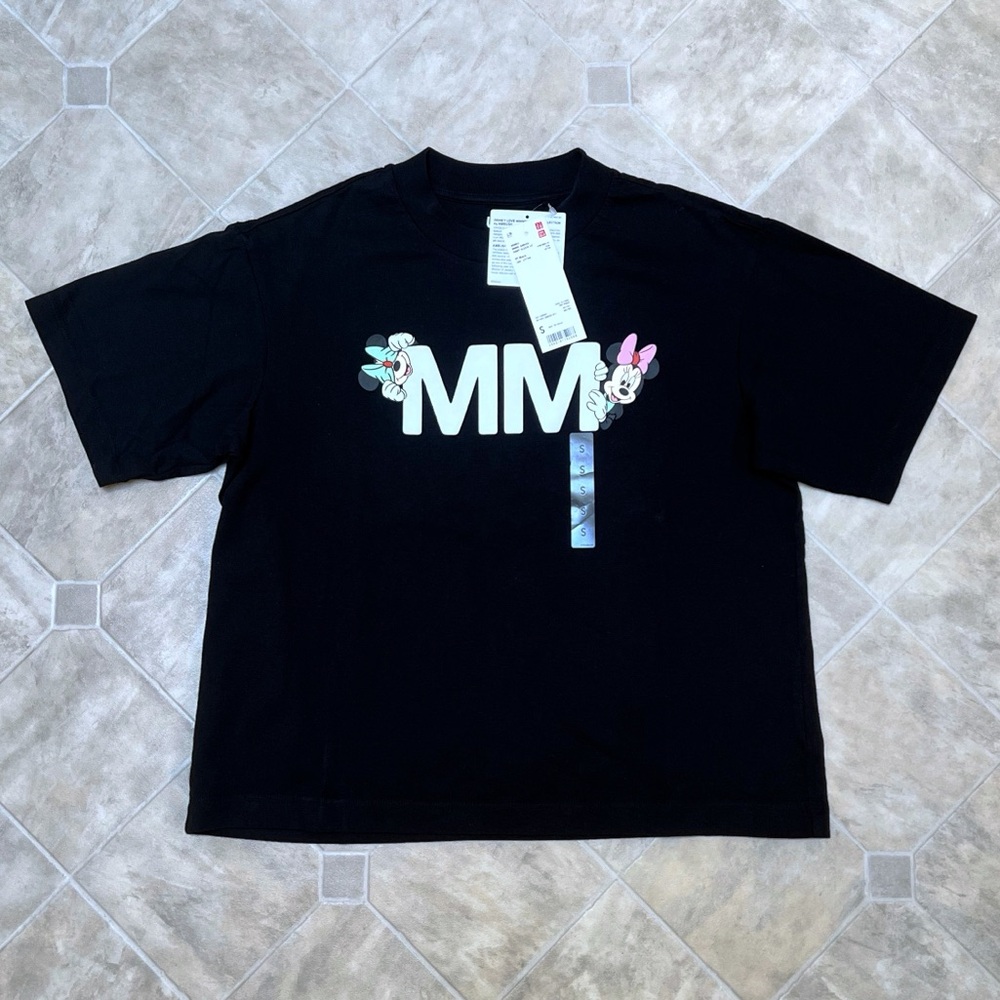 🆕 Uniqlo Disney x Ambush Women’s Minnie Mouse Boxy T-shirt in Black